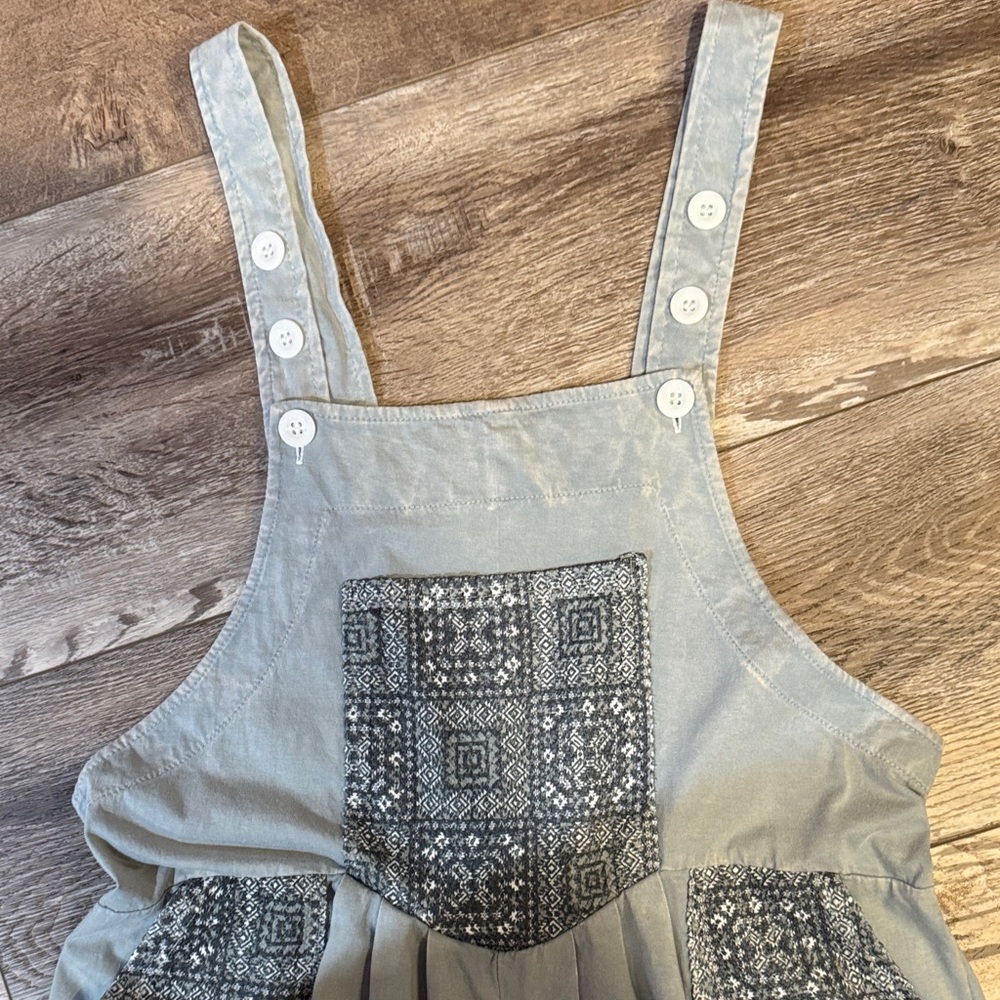 Yak N Yeti Blue-Gray Patterned Overalls - Picture 3 of 7